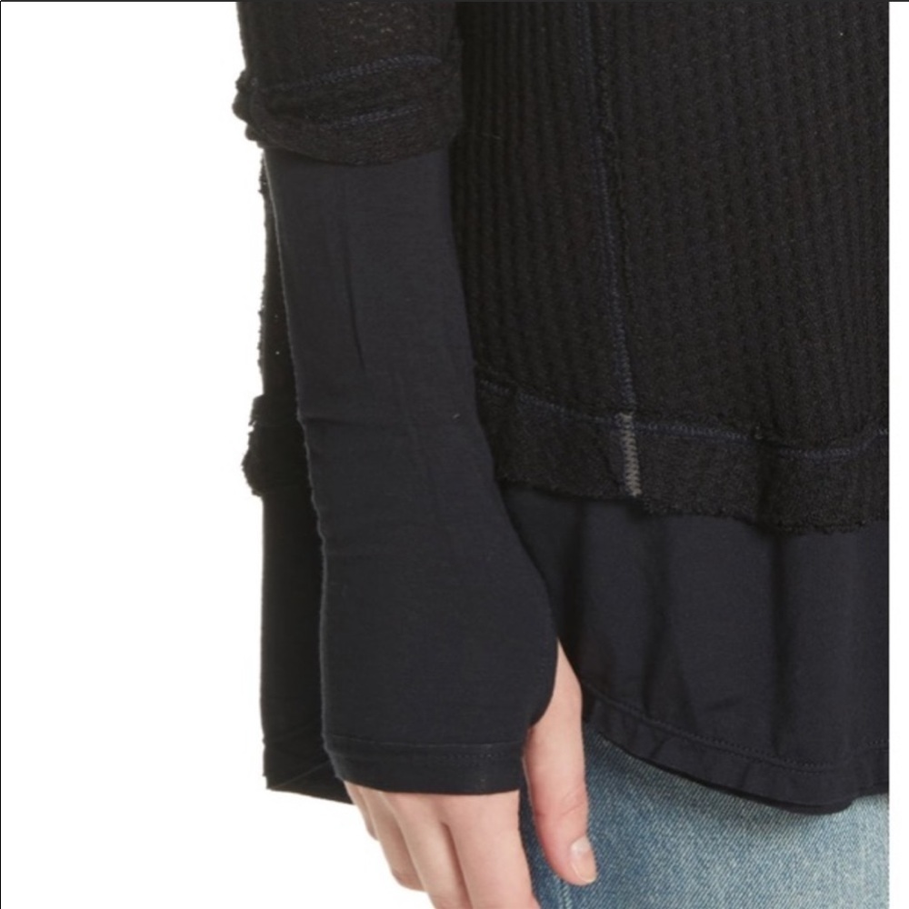 NWT Free People Laguna Black Thermal Top S - Picture 3 of 7
